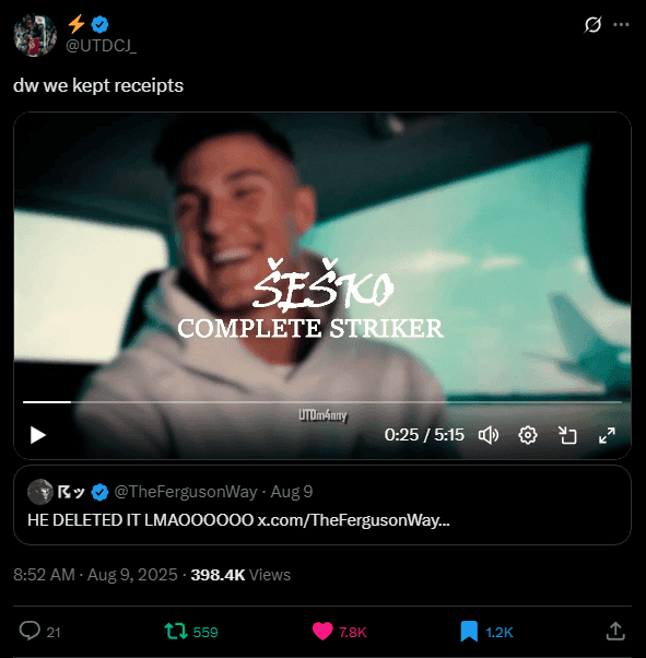 The viral repost, receipts caption